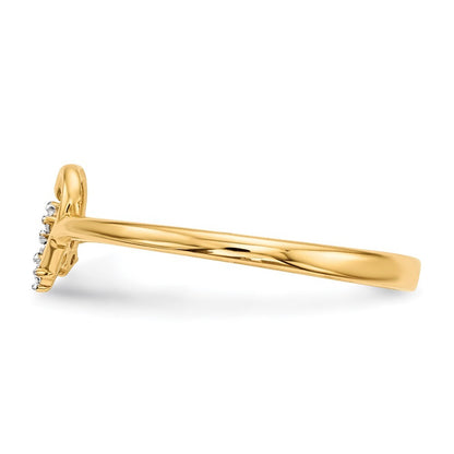 14K Yellow Gold Heart w/CZ Cross Ring Size 7