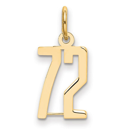 14k Yellow Gold Small Elongated Number 72 Charm Pendant for Women