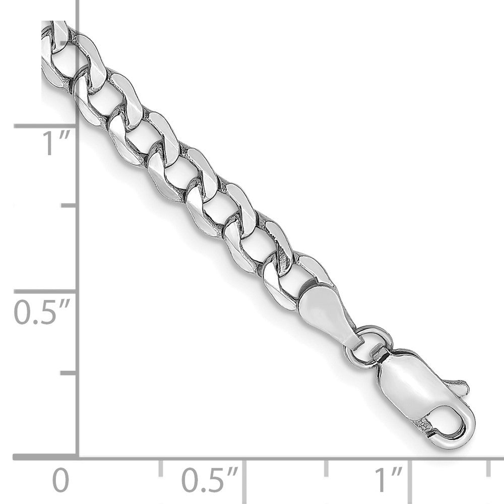 14K White Gold 7 inch 4.3mm Semi-Solid Curb Bracelet