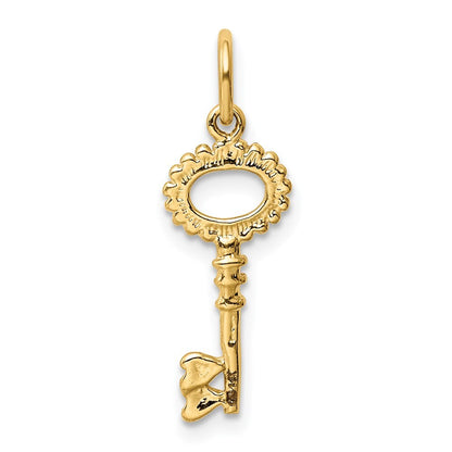 14k Yellow Gold Polished Key Charm Pendant for Women