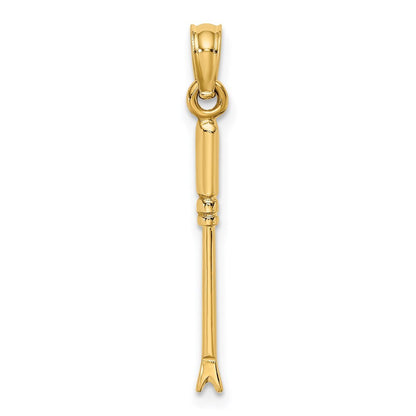 14k Yellow Gold 3-D Weeding Garden Tool Charm Pendant for Women