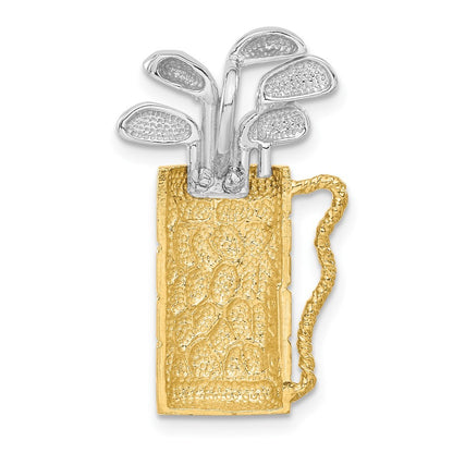 14k Two-Tone Gold Golf Bag with Clubs Pendant