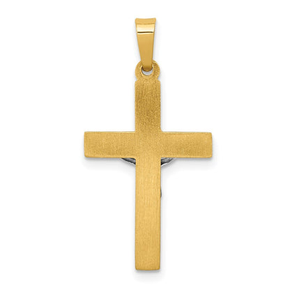14k Two-tone Gold INRI Hollow Crucifix Pendant for Women