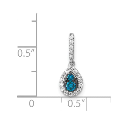 14k White Gold 1/4ct. Blue/White Diamond Teardrop Pendant for Women