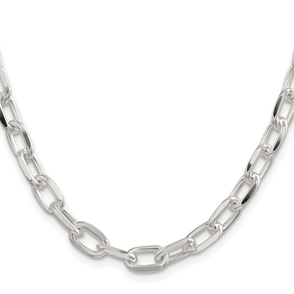 Sterling Silver 7.5mm Diamond-cut Long Link Cable Chain Necklace