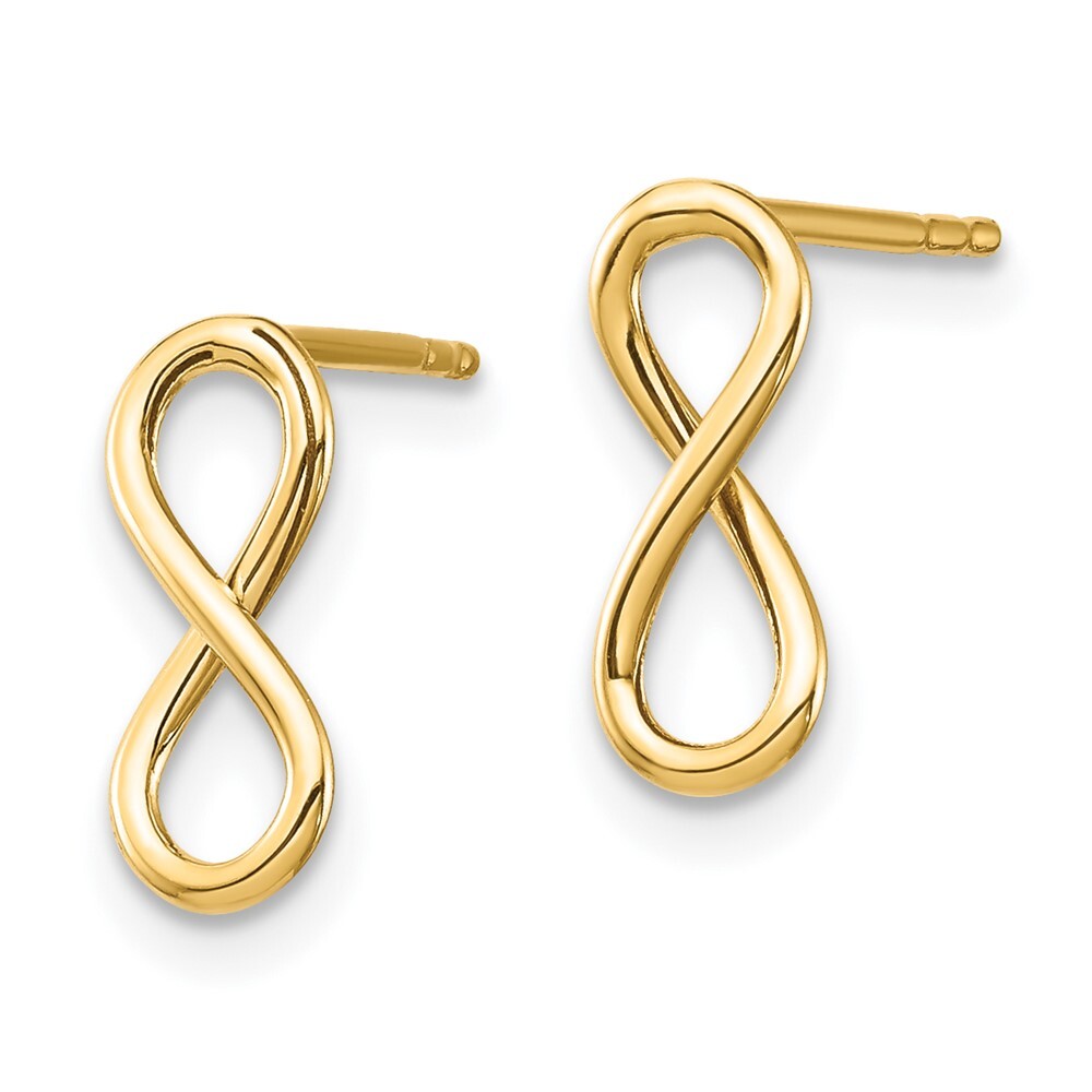 14k Yellow Gold Polished Infinity Stud Earrings Gift for Women