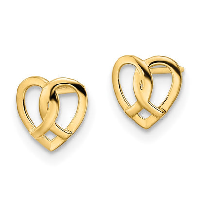 14k Yellow Gold Heart Stud Earrings Gift for Women
