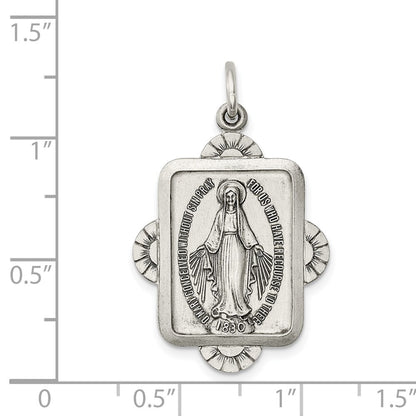 Sterling Silver Antiqued Miraculous Medal Pendant Holiday Gift for Women