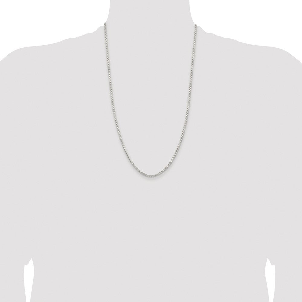 Sterling Silver Rhodium-plated 2.6mm Round Box Chain