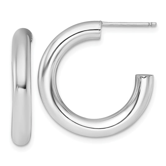 14k White Gold Polished 4.0 x 25mm Tube C-Hoop Earrings