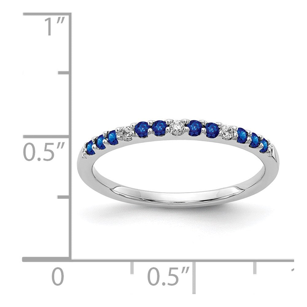 14k White Gold Diamond and Sapphire Band Size 7