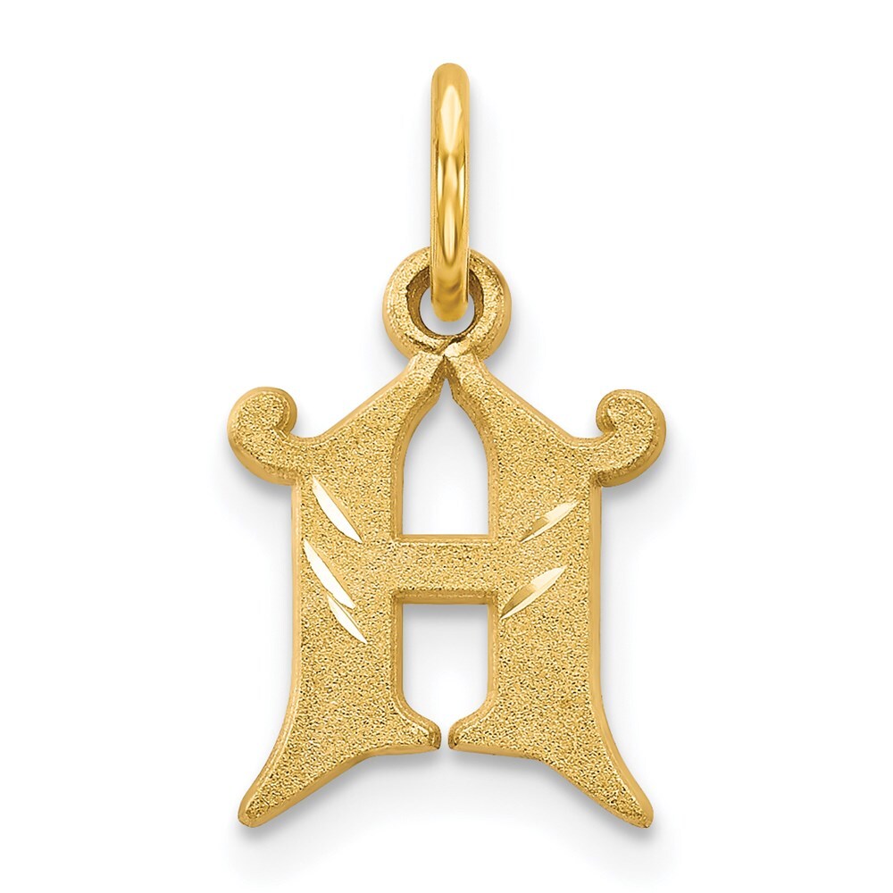 14k Yellow Gold Letter H Initial Charm Pendant for Women