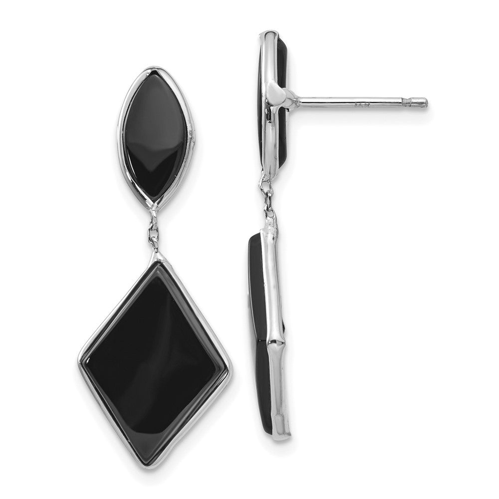 14k White Gold Onyx Dangle Earrings