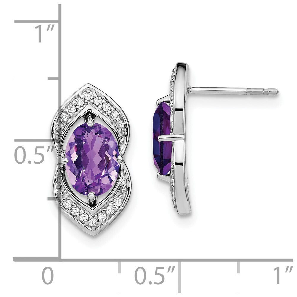 14k White Gold Amethyst and Diamond Drop & Dangle Earrings