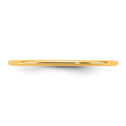 14K Yellow Gold 1mm LTW Half Round Band Ring Size 5