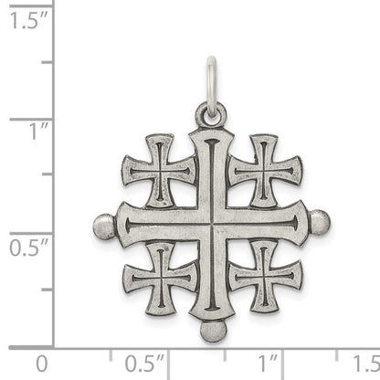 Sterling Silver Antiqued Jerusalem Cross Pendant Holiday Gift for Women