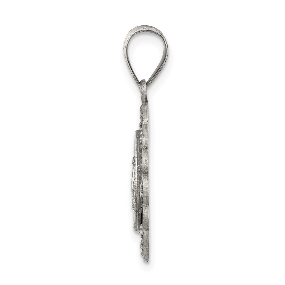 Sterling Silver & Cubic Zirconia Antiqued Blessed Mother Pendant