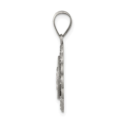 Sterling Silver & Cubic Zirconia Antiqued Blessed Mother Pendant