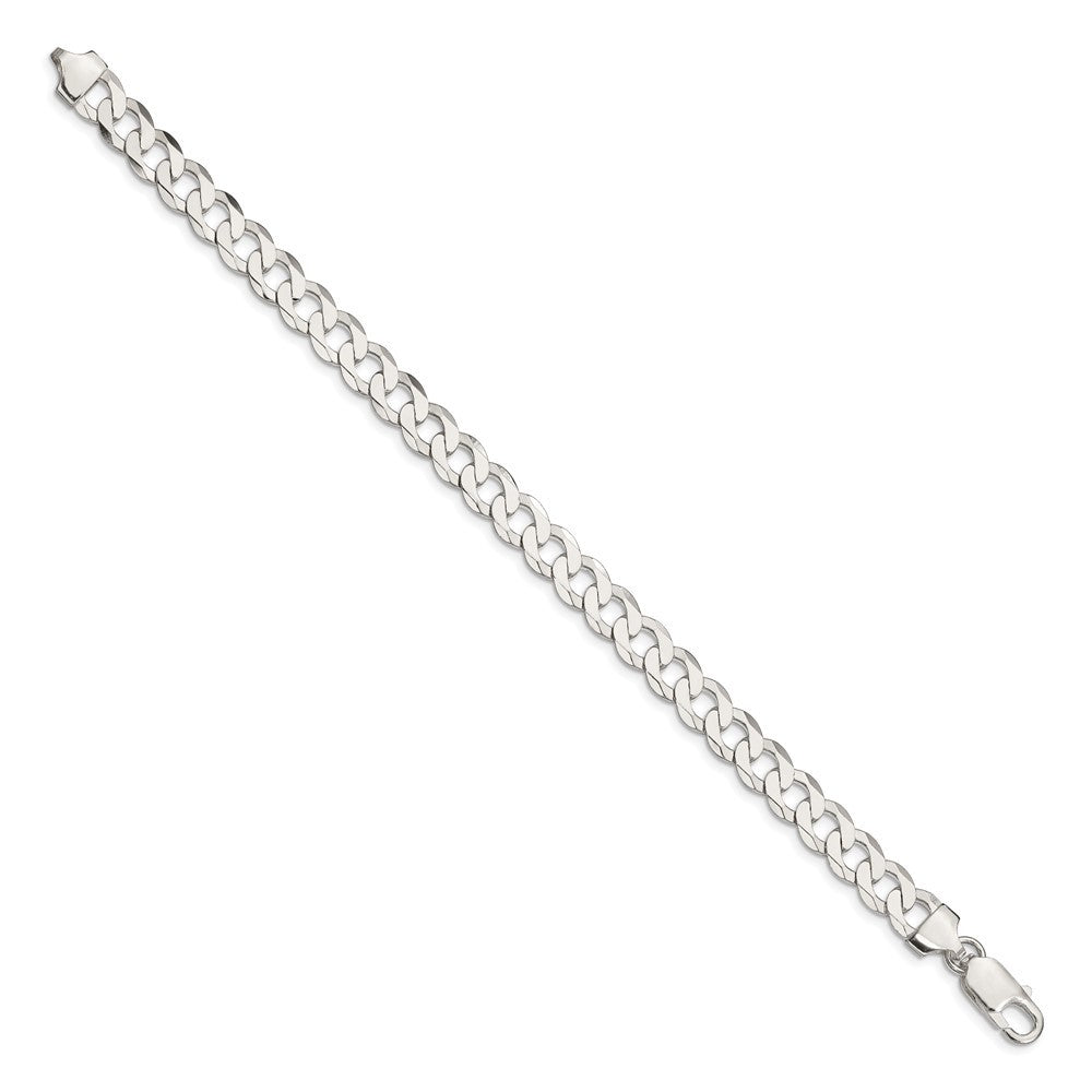 Sterling Silver 7.5mm Flat Curb Chain Bracelet