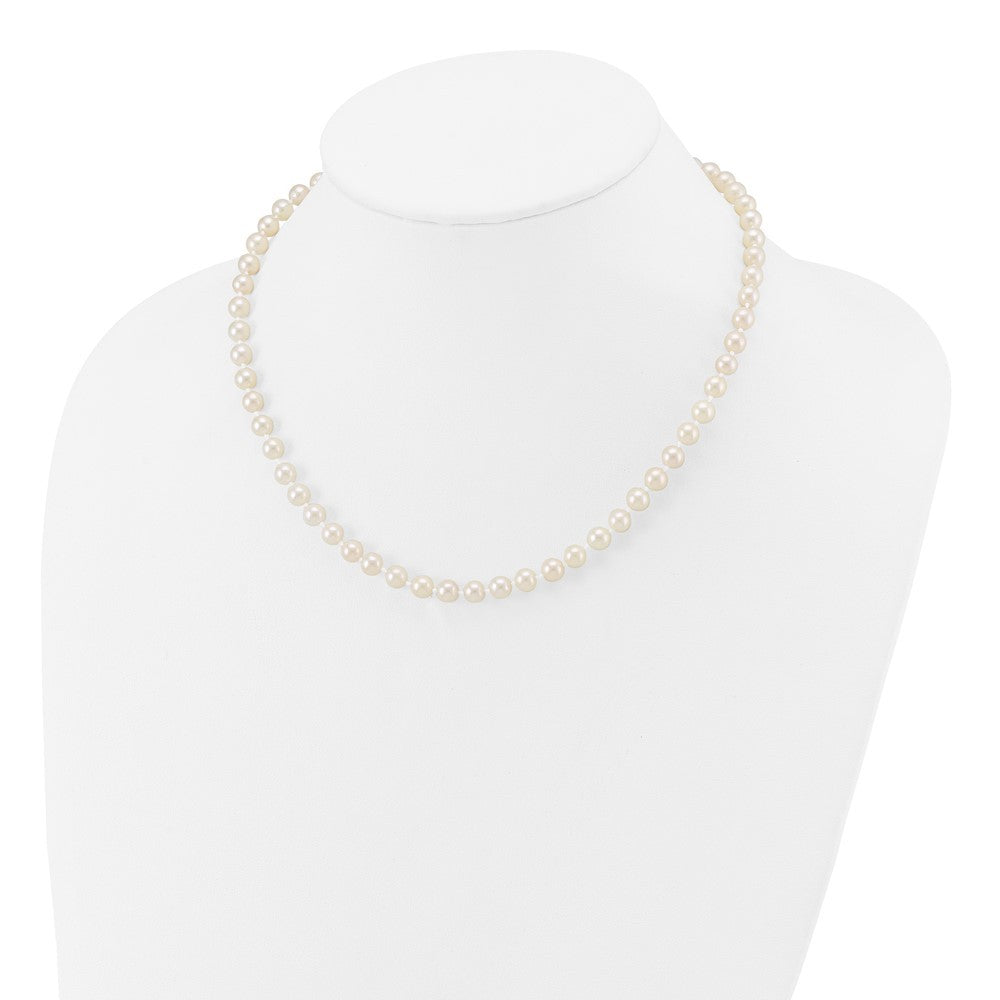 14k Yellow Gold 5-6mm White Round Akoya Saltwater Cultured Pearl Necklace 16"