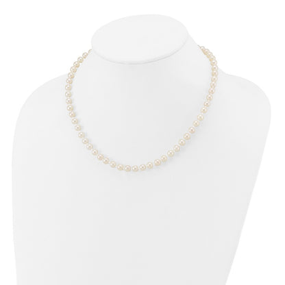 14k Yellow Gold 5-6mm White Round Akoya Saltwater Cultured Pearl Necklace 16"