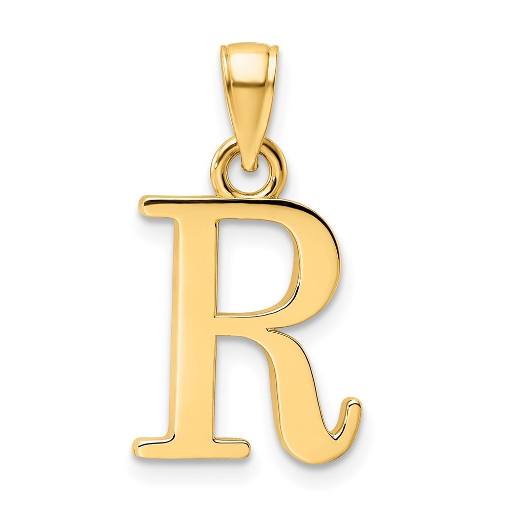 14k Yellow Gold Polished Letter R Pendant for Women