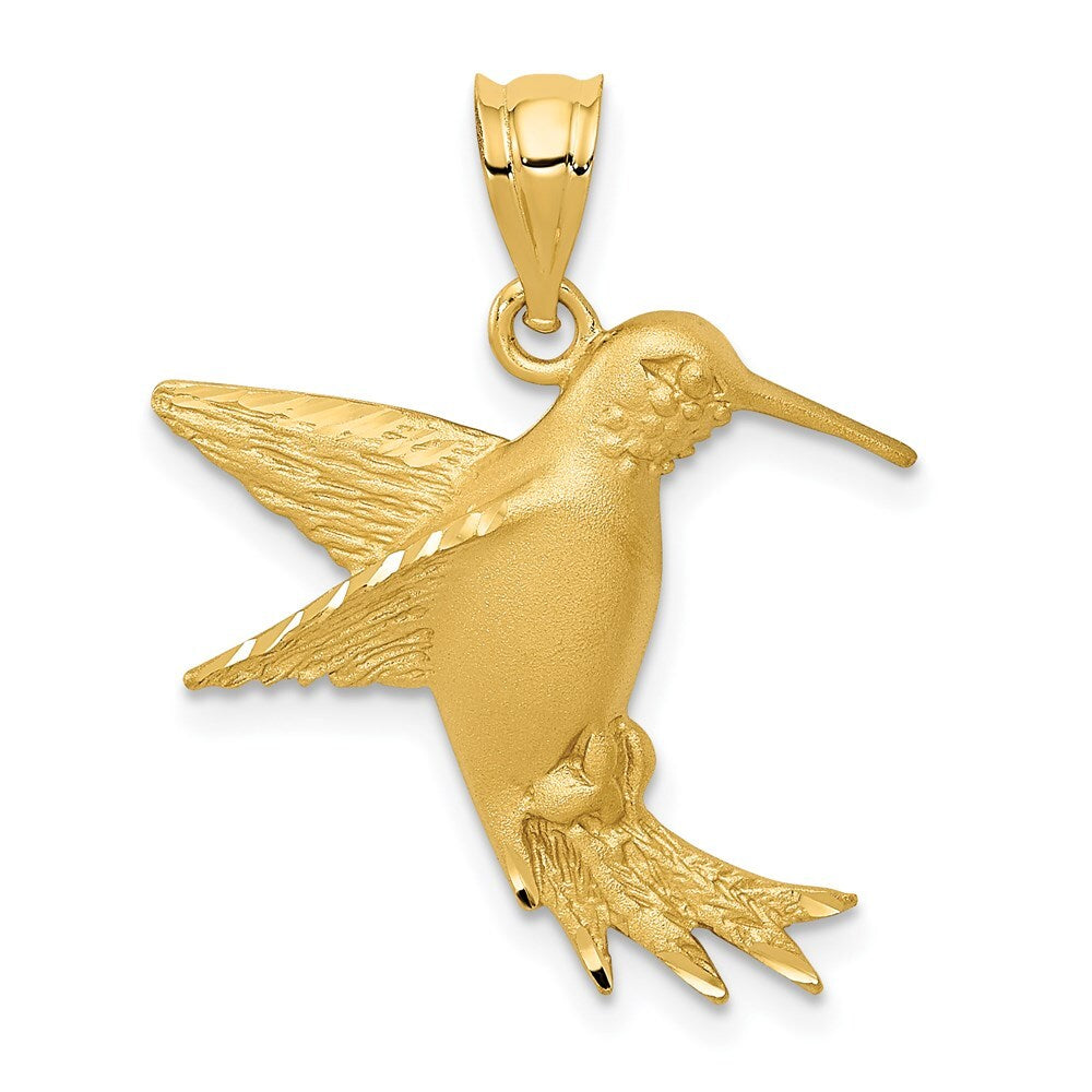 14k Yellow Gold Hummingbird Charm Pendant for Women
