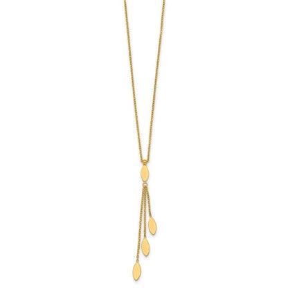 14k Yellow Gold Polished Oval 3-Dangles 16 inch with 2 inch Extender Necklace