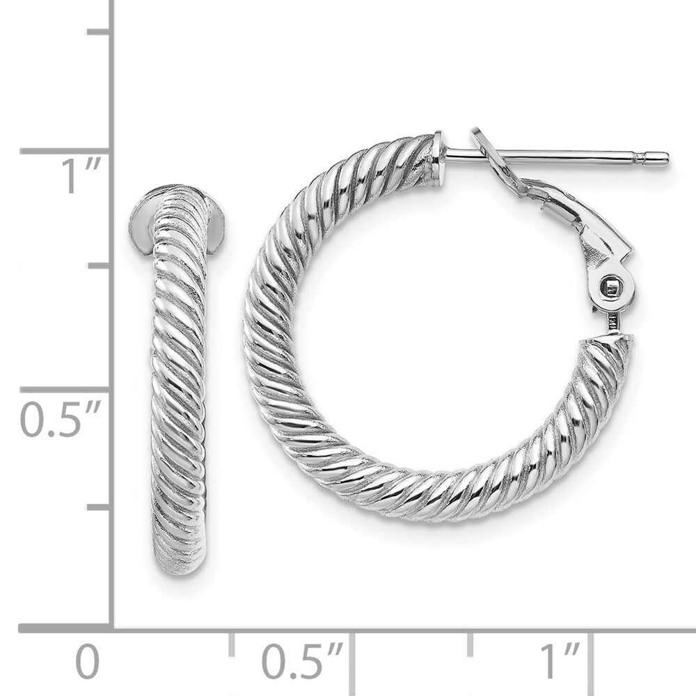 14k White Gold Twisted Round Hoop Earrings Gift for Women