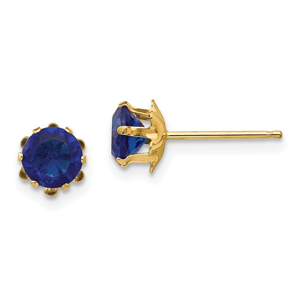 14k Yellow Gold Madi K 5mm CZ Birthstone (Sep) Earrings