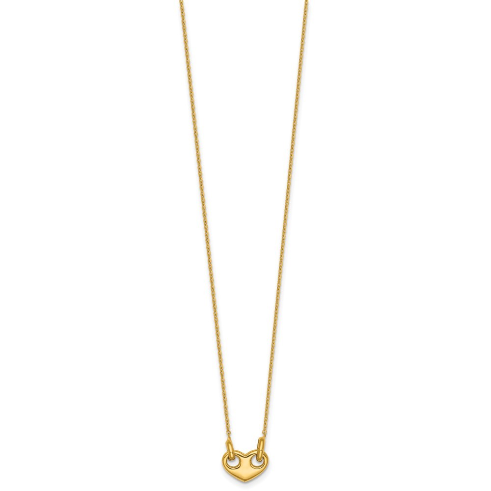 14k Yellow Gold Polished Heart 18 inch Necklace
