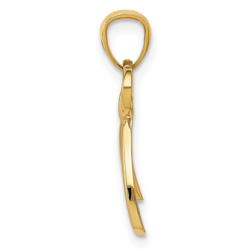 14k Yellow Gold Gold Polished Small Ribbon Bow Pendant for Women