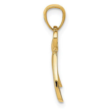 14k Yellow Gold Gold Polished Small Ribbon Bow Pendant for Women
