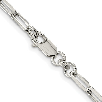 Sterling Silver Rhodium-plated 4.25mm Elongated Open Link Chain Necklace