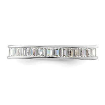 Sterling Silver Polished Rhodium-plated Channel Set CZ Band Size 8