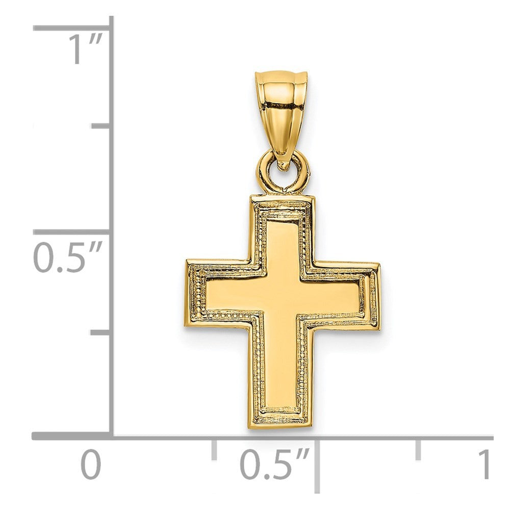 14k Yellow Gold Polished and Textured Cross Charm