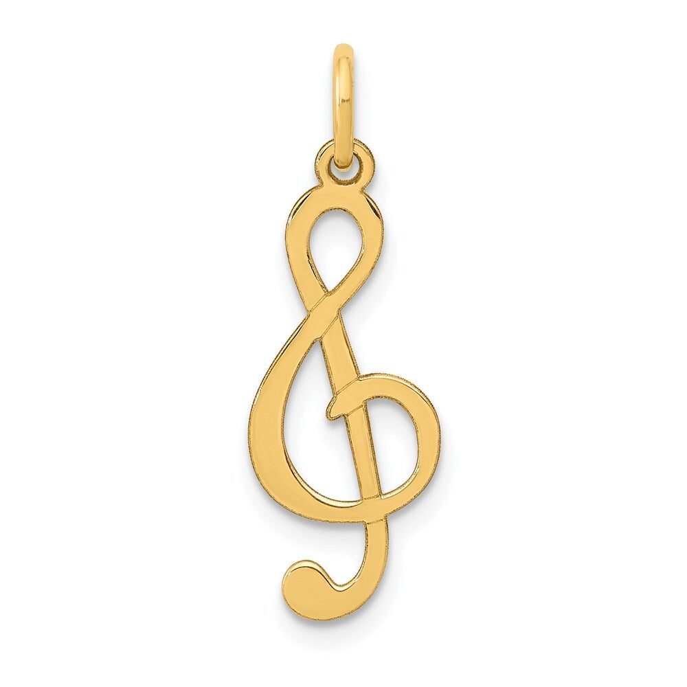 14k Yellow Gold Polished Treble Clef Charm Pendant for Women