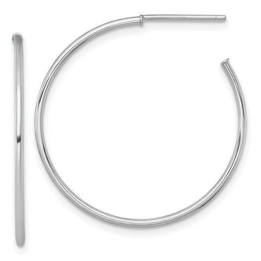 14k White Gold Polished 1.2 x 30mm Solid C-Hoop Earrings