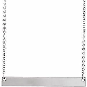 14k White Gold 34x4 mm Engravable Bar 16" Necklace