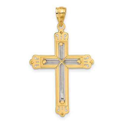 14k Two-tone Gold Cross Pendant for Women