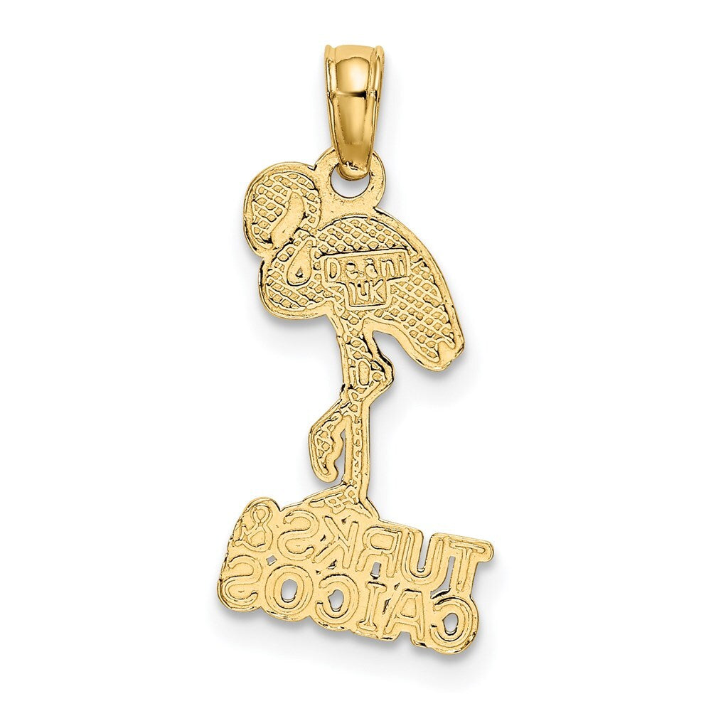 14k Yellow Gold TURKS AND CAICOS Flamingo Charm Pendant for Women