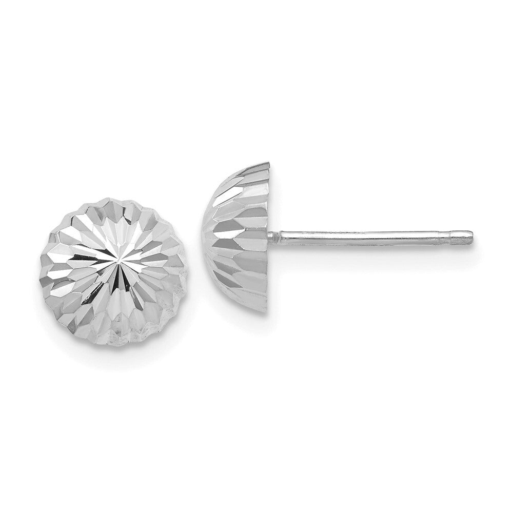 14k White Gold Polished & Diamond-Cut Half Ball Stud Earrings Gift for Women