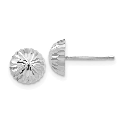 14k White Gold Polished & Diamond-Cut Half Ball Stud Earrings Gift for Women