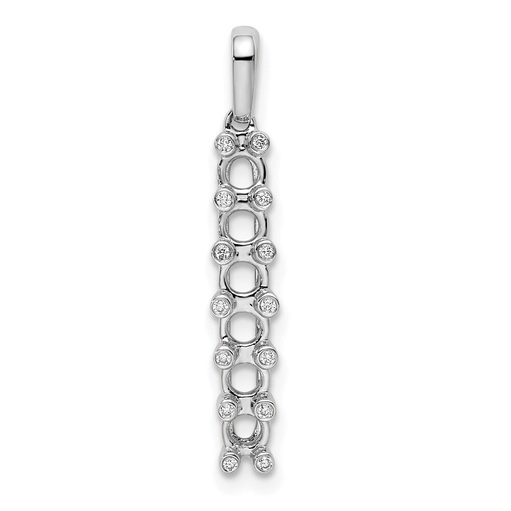 14k White Gold Family Jewelry Diamond Semi-Set Pendant for Women