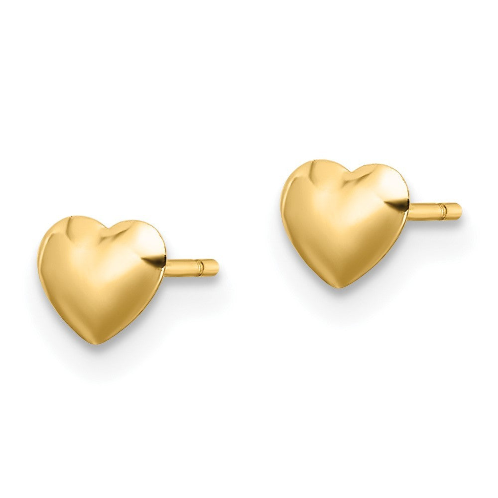 14k Yellow Gold Polished Heart Stud Earrings