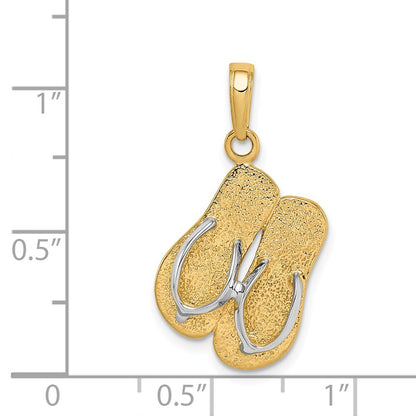 14k Yellow Gold and Rhodium Large Double Flip-Flop Pendant for Women