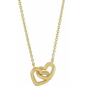 14k Yellow Gold Interlocking Heart 18" Necklace