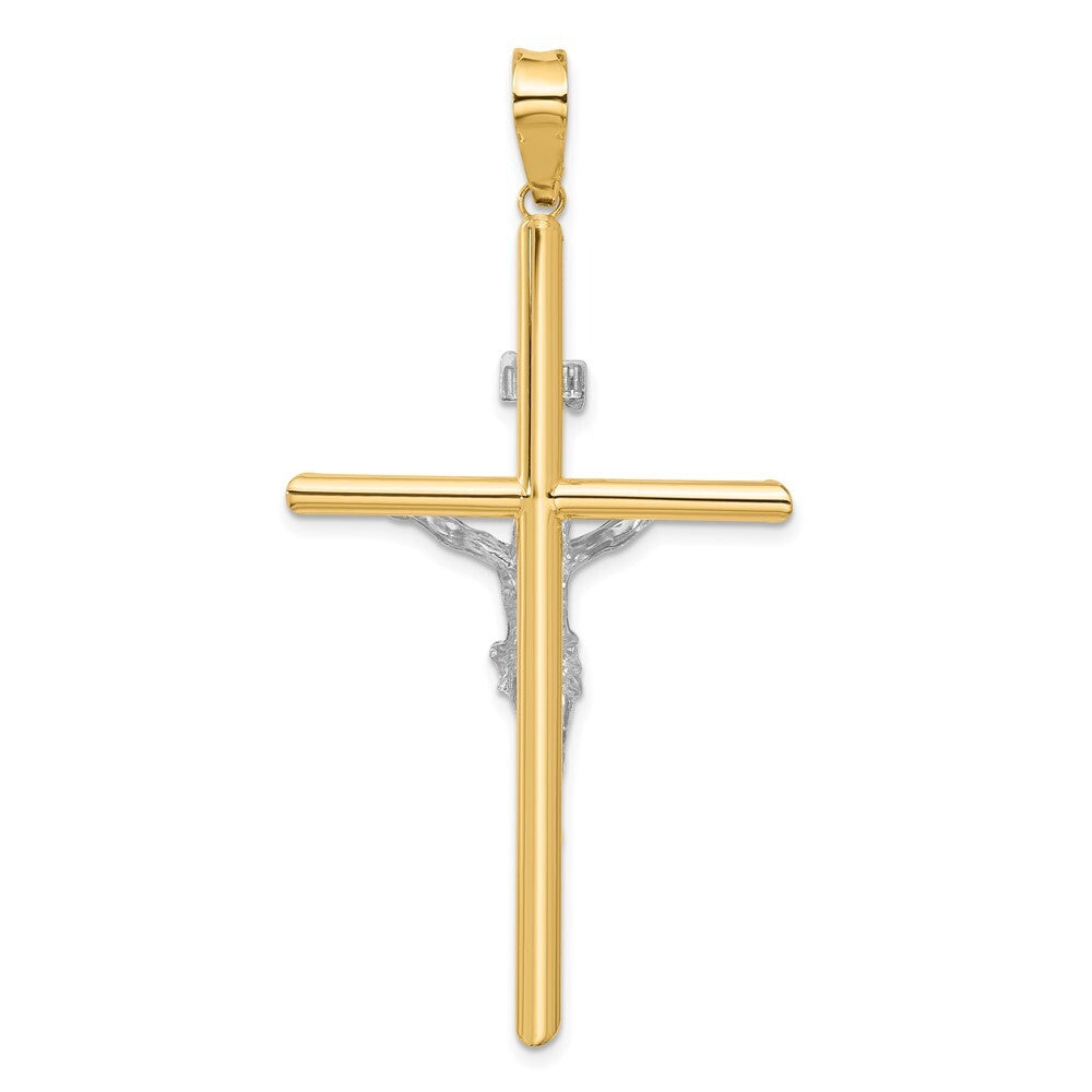 14k Two-tone Gold Polished Jesus Crucifix Pendant for Women
