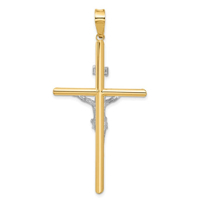 14k Two-tone Gold Polished Jesus Crucifix Pendant for Women