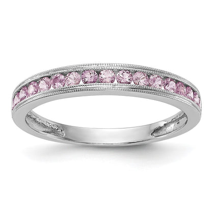 14k White Gold Pink Sapphire Complete Channel Band Size 7